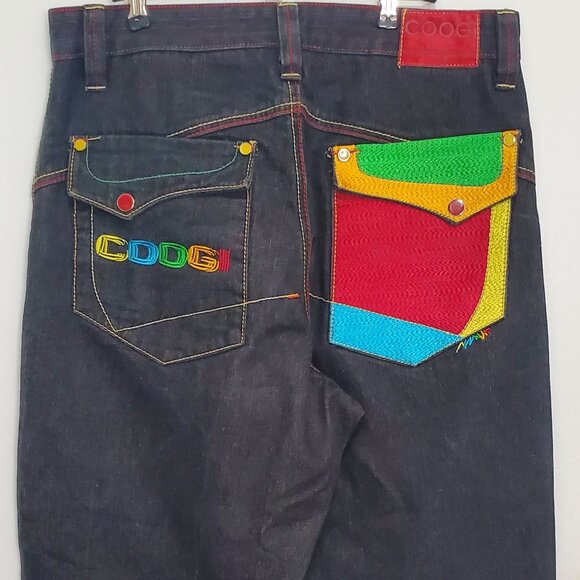 Authentic COOGI Men's Jeans Colorful Embroidered Yellow, Green, Blue, Red- 34x34 - Picture 3 of 14